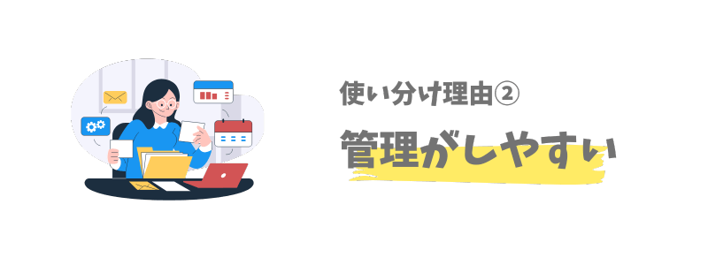メールアドレスの使い分け理由②:管理のしやすさ